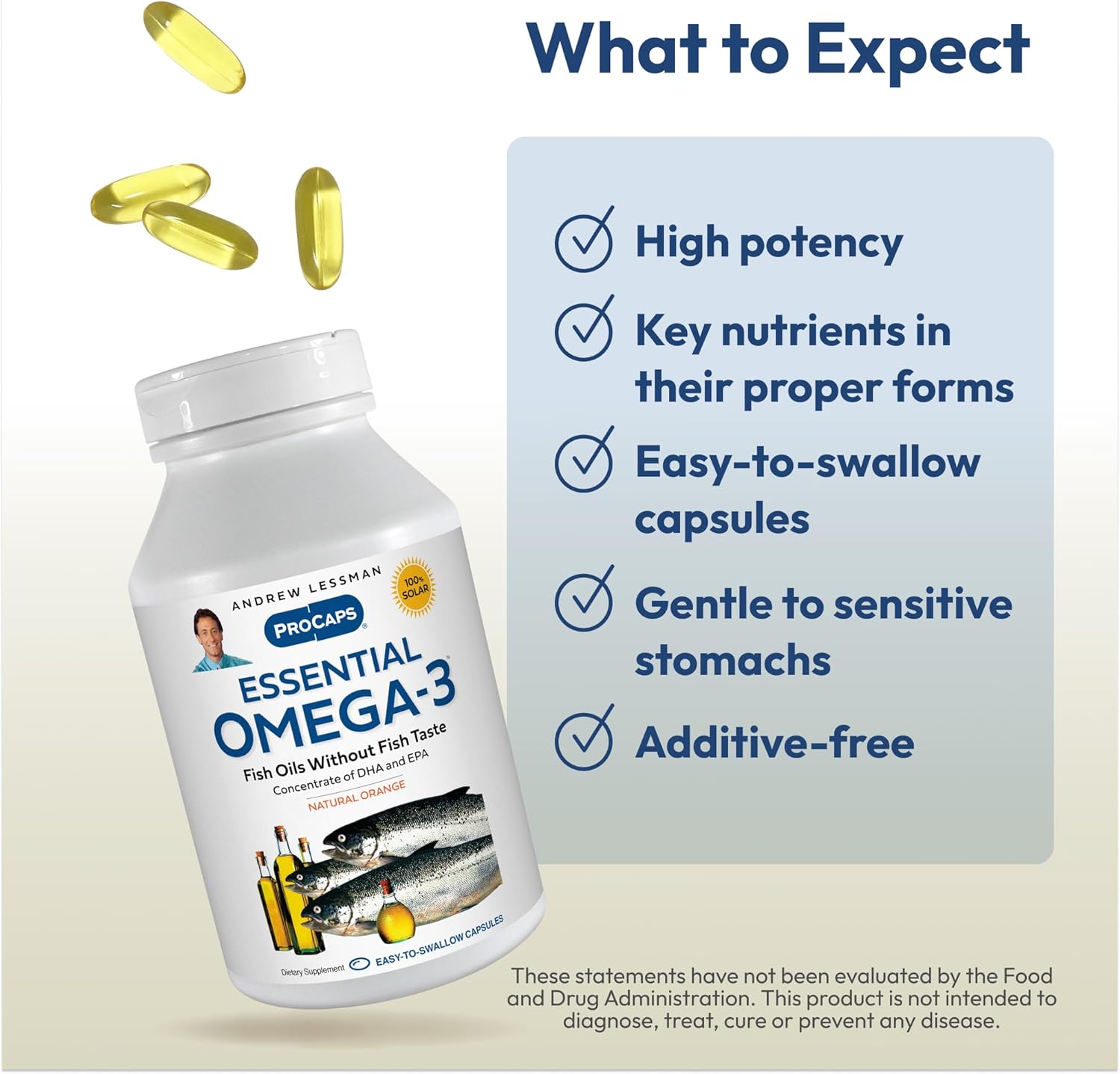 High Potency Ultra-Pure Omega-3 Orange Softgels - 180 Count - Small, Easy to Swallow, High DHA, No Contaminants