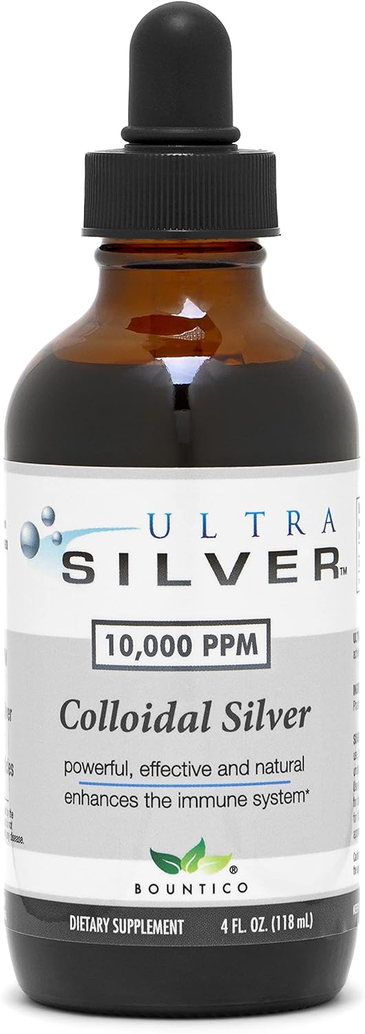 High Potency Ultra Silver® Colloidal Silver - 10,000 PPM, 4 Oz Bottle - Pure Mineral Supplement with Dropper