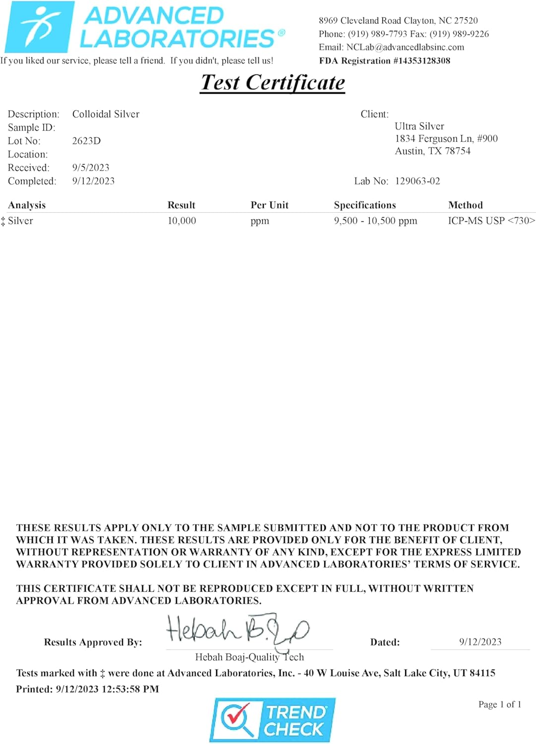 High Potency Ultra Silver® Colloidal Silver - 10,000 PPM, 4 Oz Bottle - Pure Mineral Supplement with Dropper