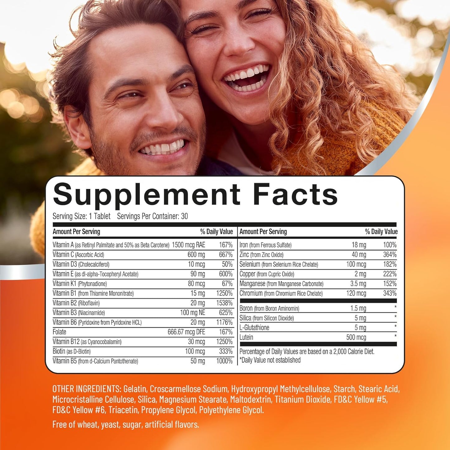 High Potency U.S. Health Club PowerAll Multivitamin for Adults - Immune, Eye & Circulatory Support - Lutein, L-Glutathione, Vitamin K - Non-GMO - 30 Count