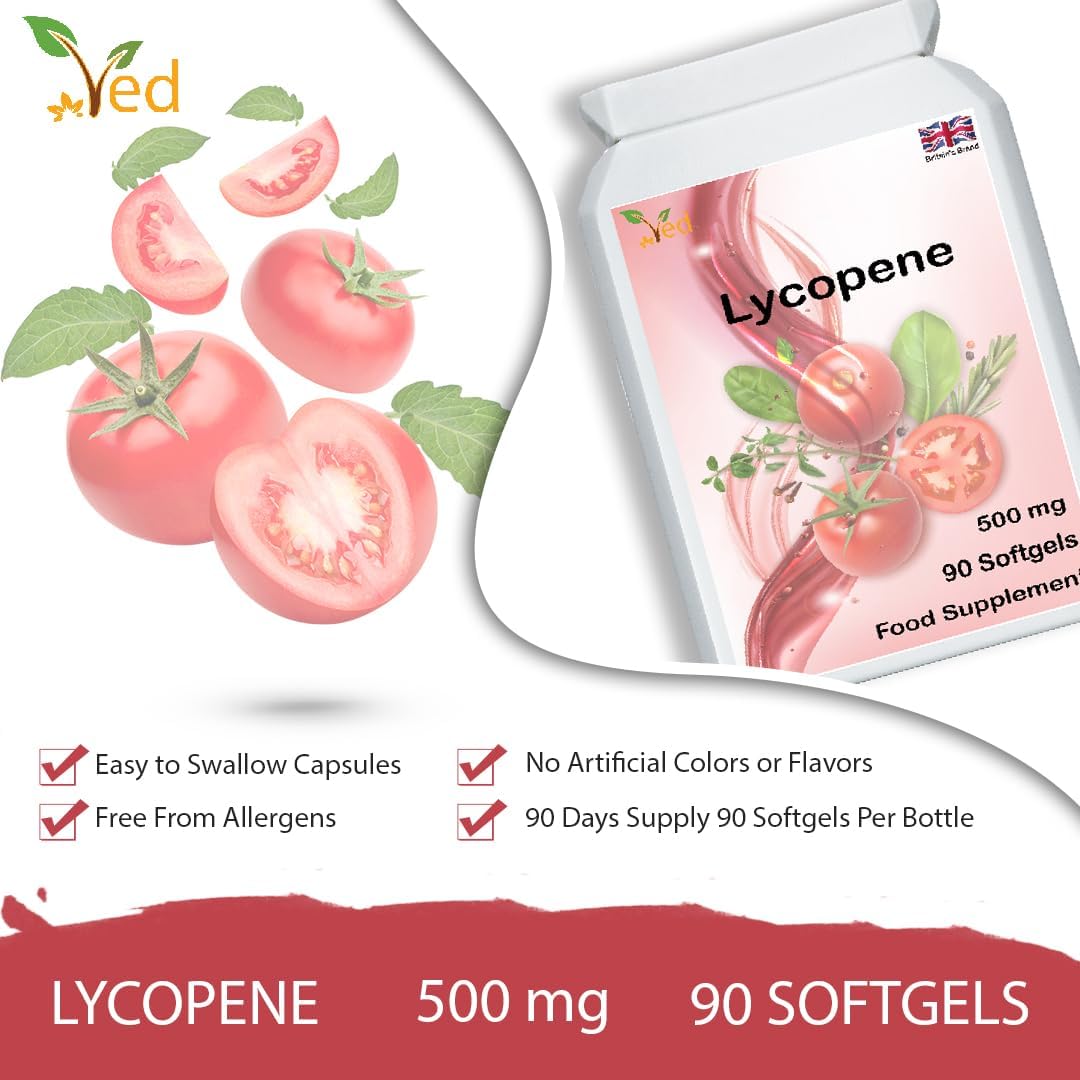 High Potency VED Lycopene Softgels - 90 Count, 500mg, 3 Month Supply