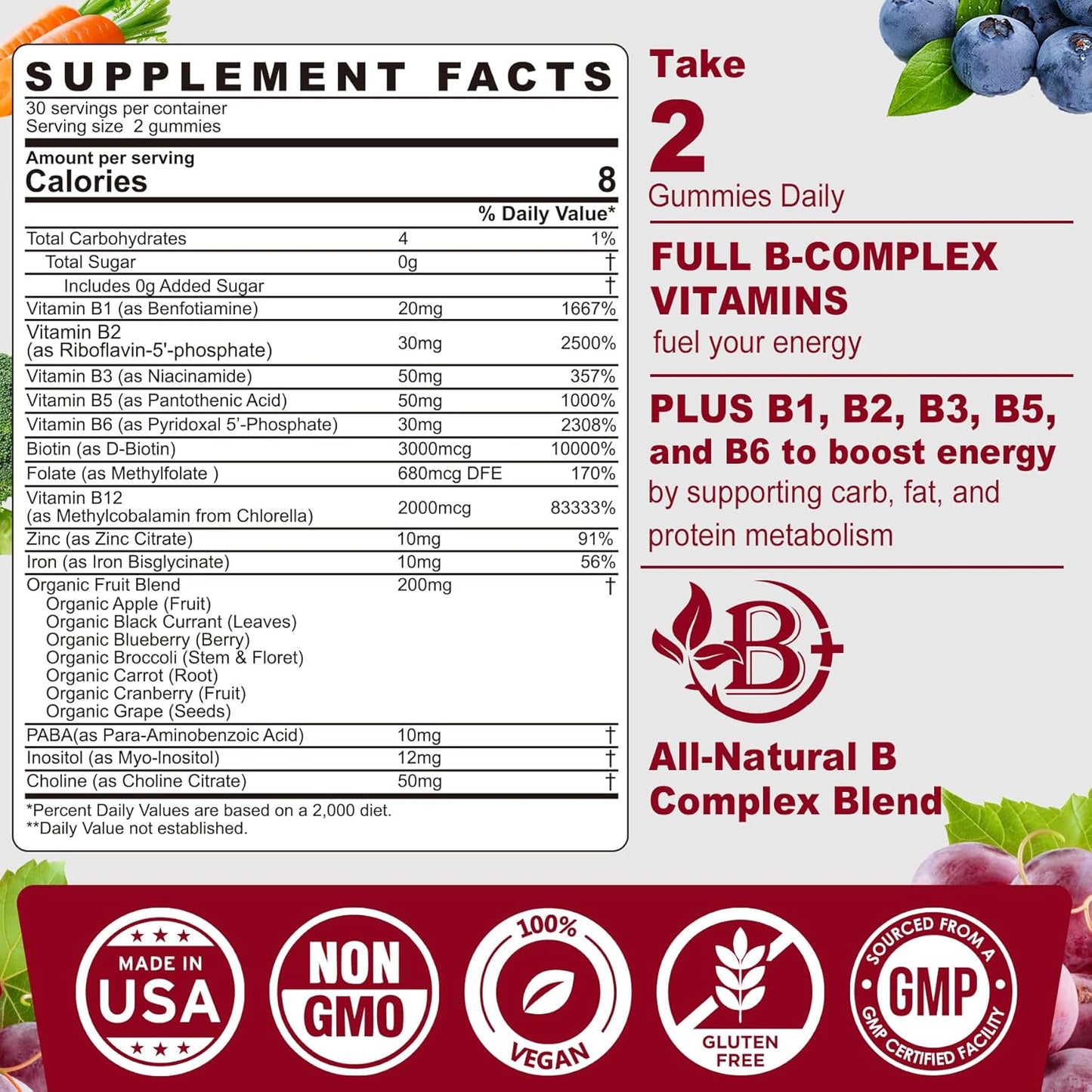 High-Potency Vegan Fiber Gummies with Mushroom and Psyllium Husk for Adults - Super B Complex Gummies for Women with Prebiotic Fiber - Nextdia