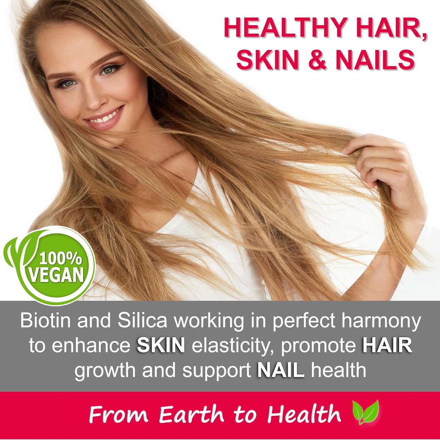 High-Potency Vegan Liquid Biotin with Silica for Hair, Skin, and Nails - 12,500mcg - Energy Boost - Men and Women - Cherry Flavor - 4oz