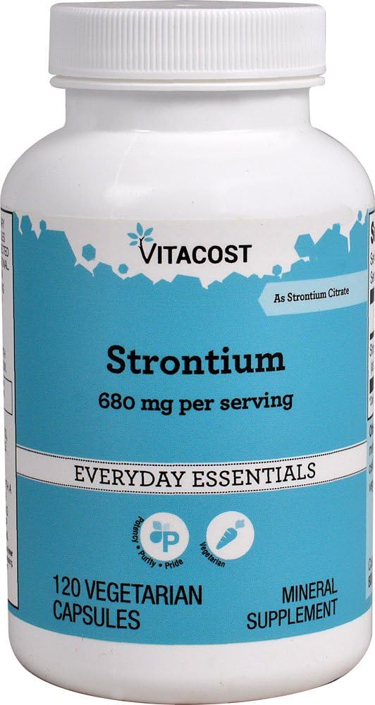 High Potency Vitacost Brand NSI Strontium Capsules - 680 mg per Serving - 120 Vegetarian Capsules