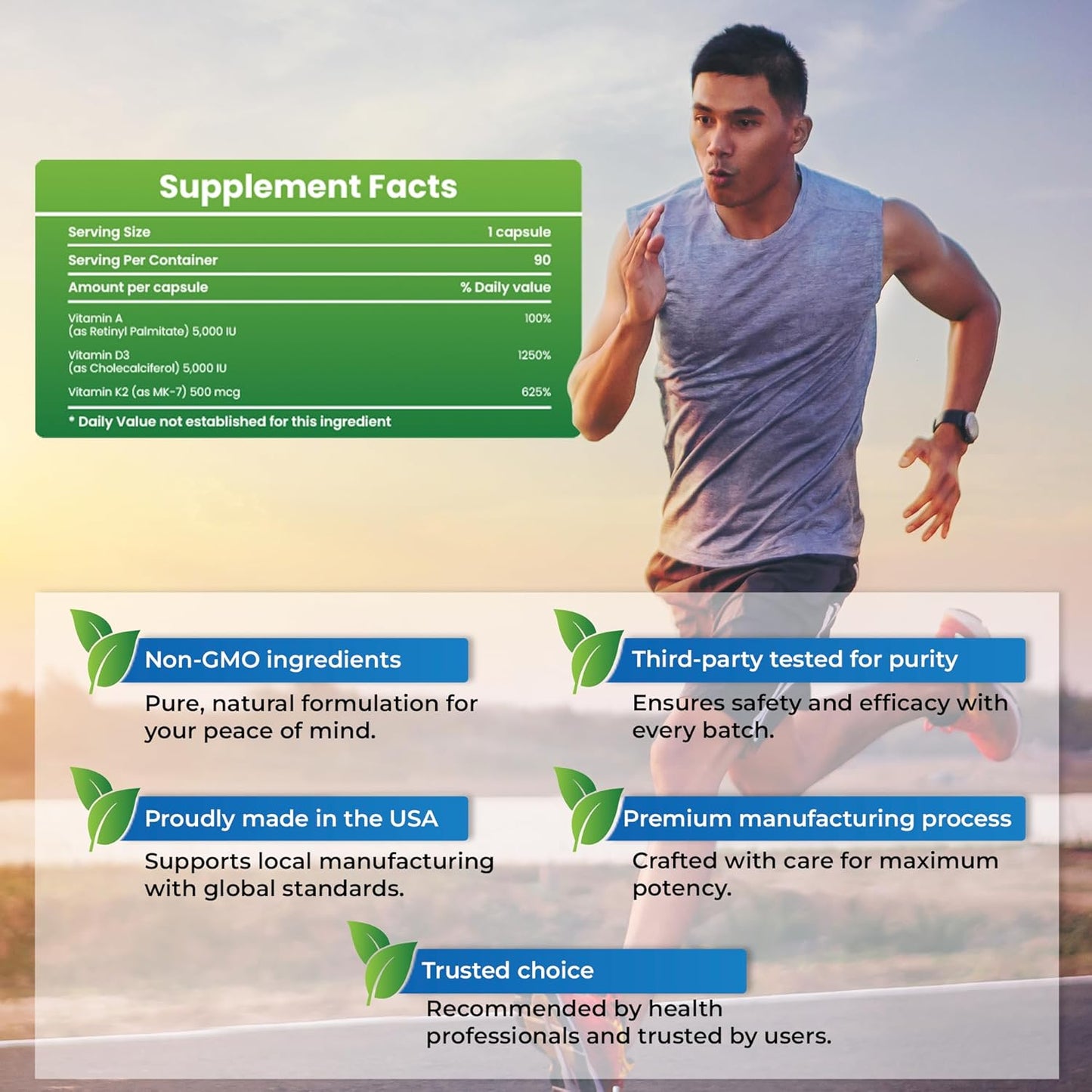 High Potency VITAGENIX ADK Supplement for Immune, Bone & Heart Health - 360 Capsules for Men & Women - Vitamin A, D3 & K2 Pack