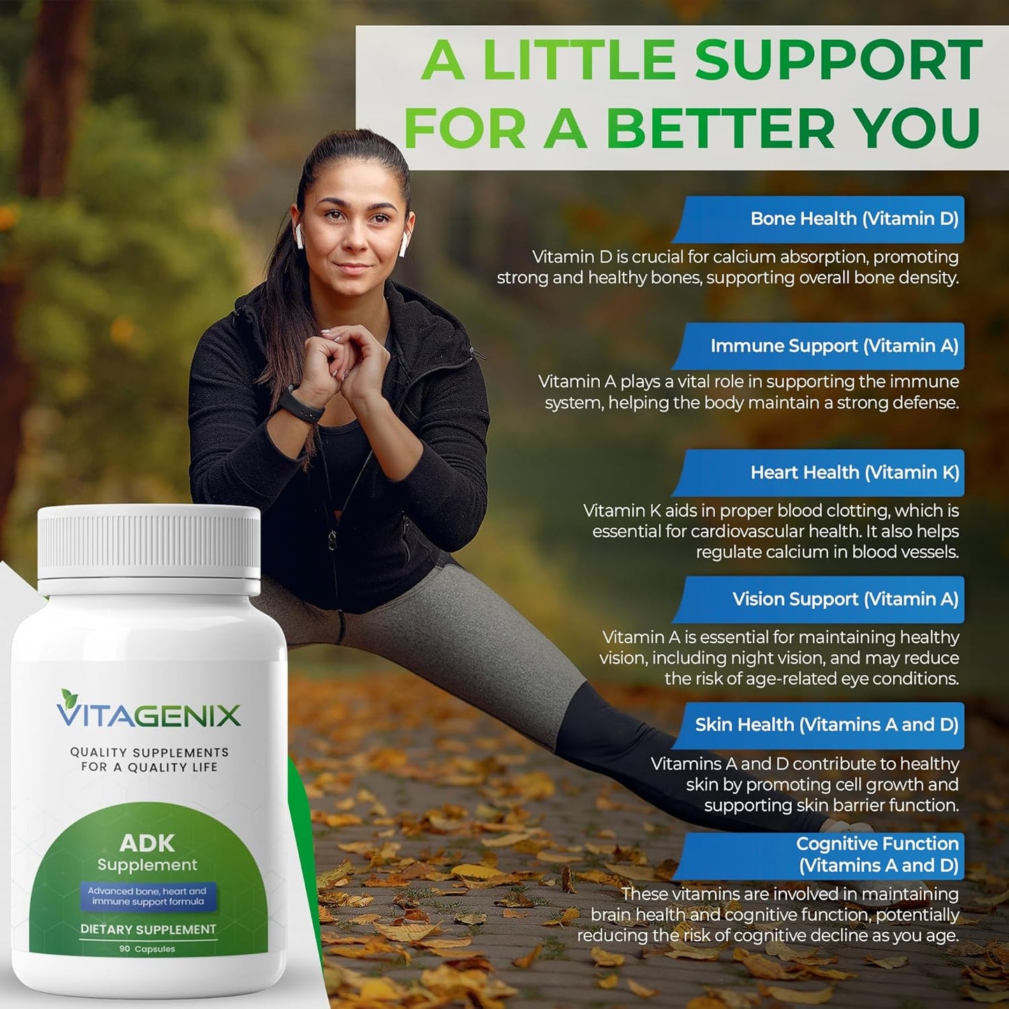 High Potency VITAGENIX ADK Vitamin Supplement for Immune, Bone, and Heart Health - 360 Capsules for Men and Women