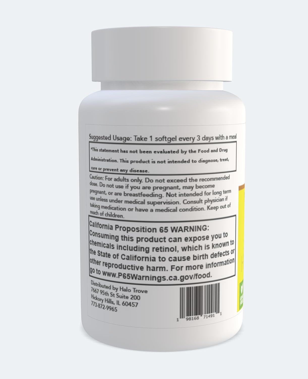 High Potency Vitamin A Softgels - 25000 IU, 100 Count by Halo Trove