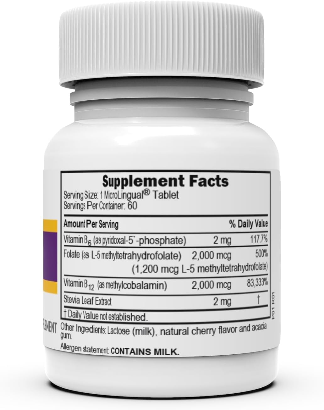 High Potency Vitamin B-12 Methylcobalamin, B-6, & Methylfolate Tablets for Energy, Brain, Heart Health - 60 Sublingual Dissolving Tabs