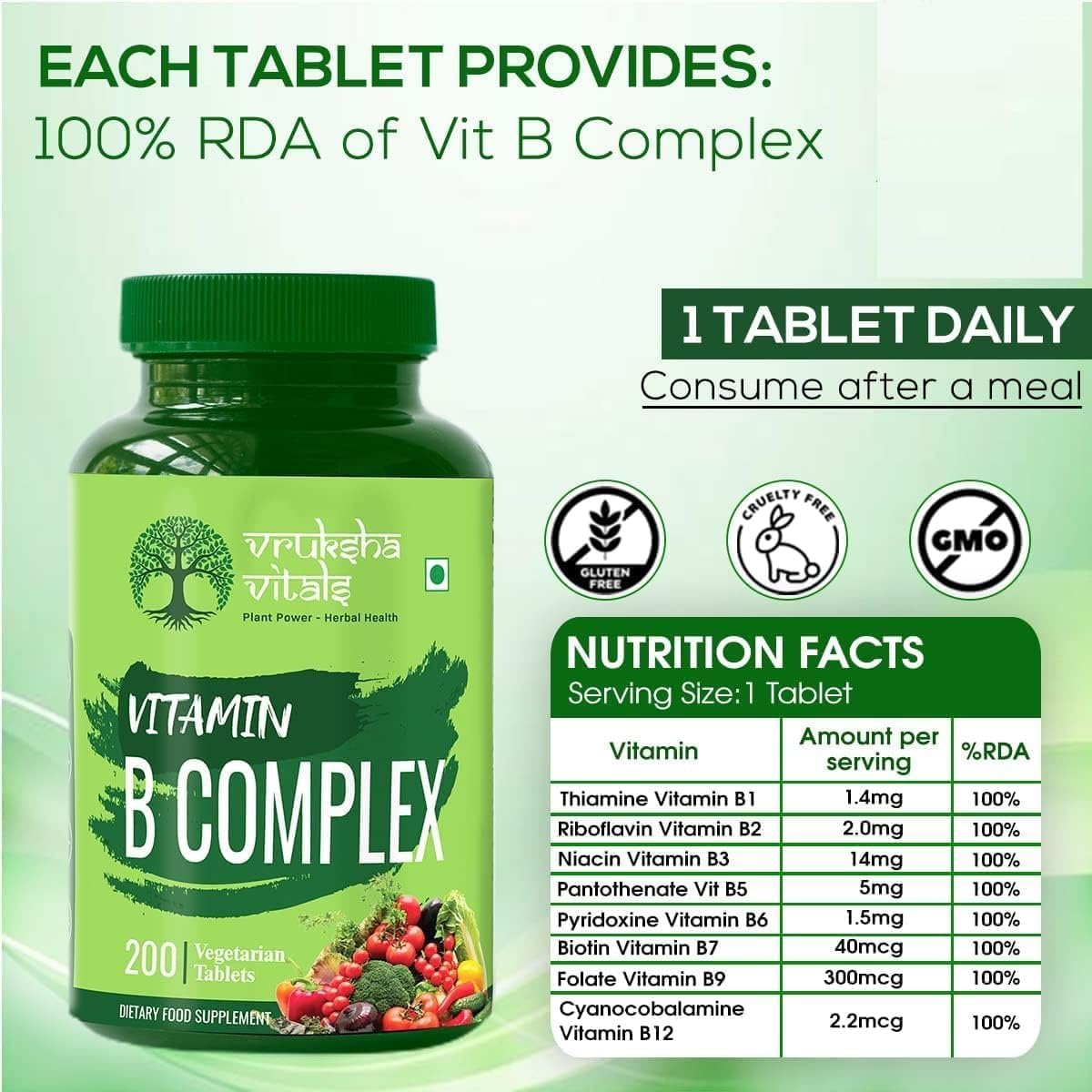 High Potency Vitamin B Complex - 200 Tablets/Capsules - Complete B Vitamins Supplement with 100% RDA - B1, B2, B3, B5, B6, B7, B9, B12 - Vegetarian Formula