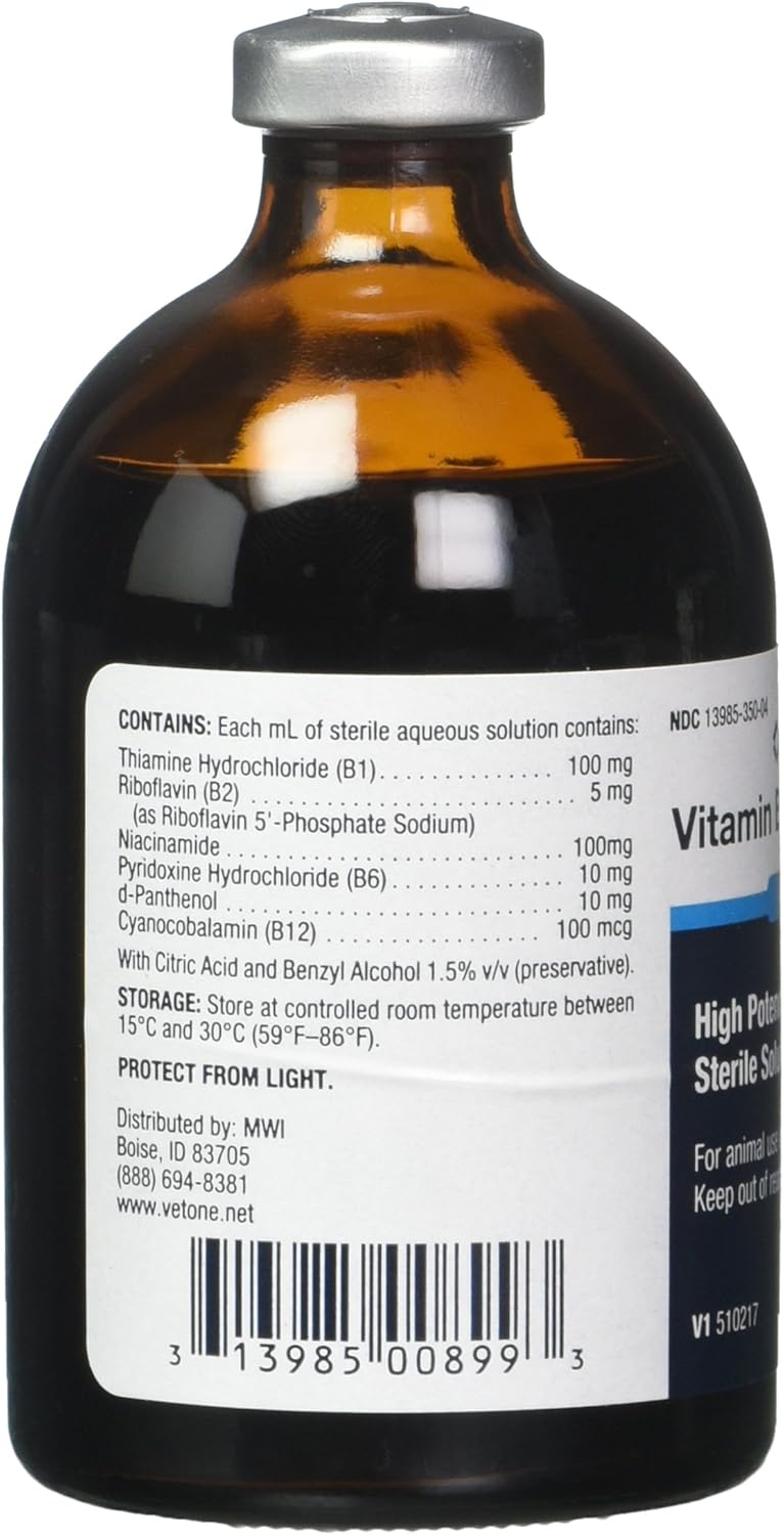 High Potency Vitamin B Complex Supplement for Cattle, Swine, and Sheep - 100ml Bottle