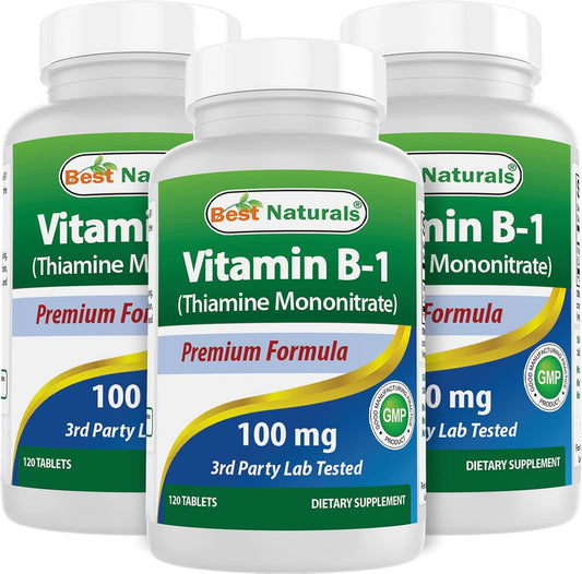High Potency Vitamin B1 Thiamine Mononitrate 100mg Tablets - 360 Tablets Total