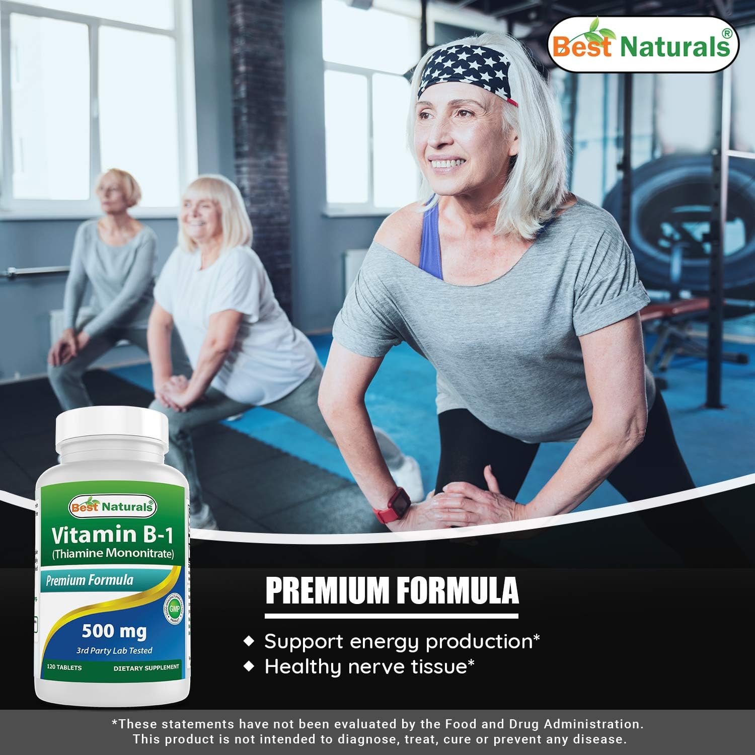 High Potency Vitamin B1 Thiamine Mononitrate 500mg & B2 Riboflavin 400mg Supplement