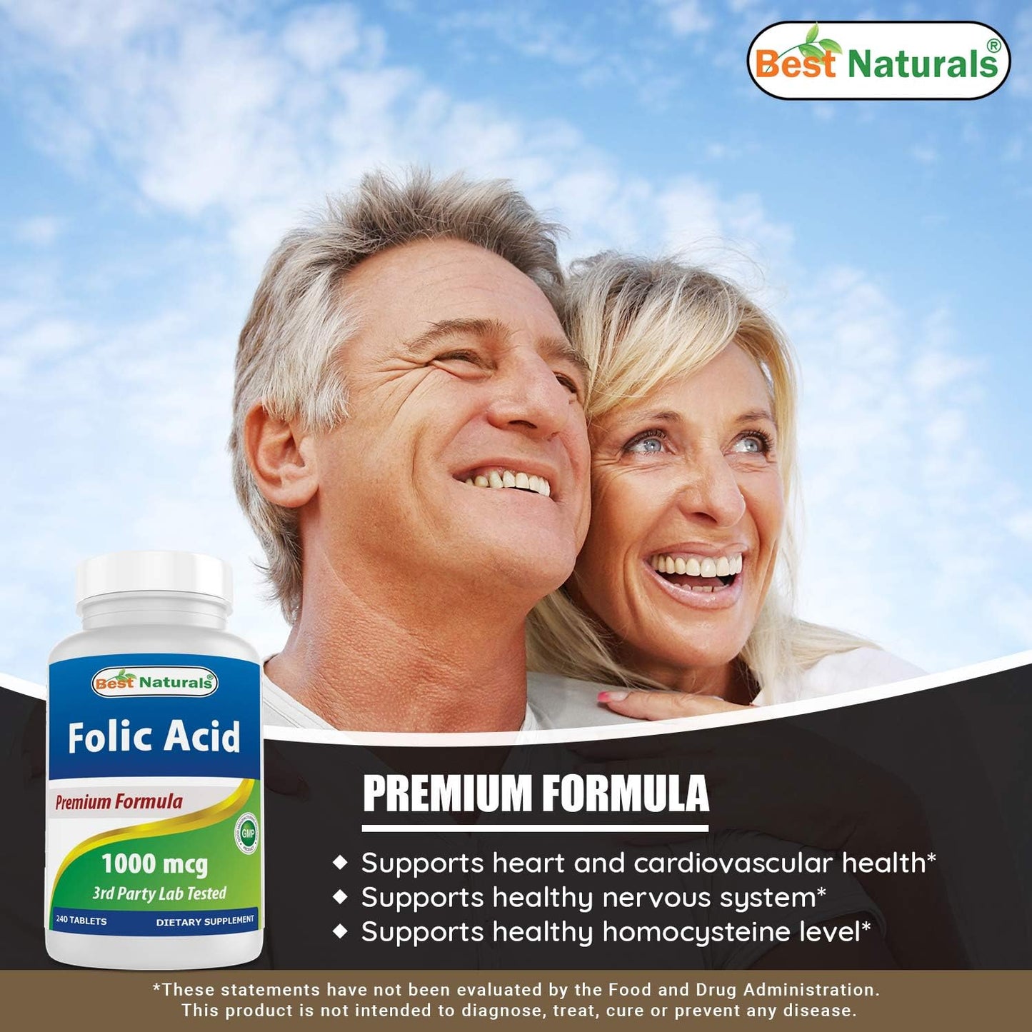 High Potency Vitamin B1 with Thiamine Mononitrate 100 mg and Folic Acid 1000 mcg for Optimal Health