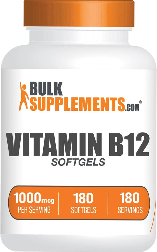High Potency Vitamin B12 1000 mcg Softgels - Cyanocobalamin Supplement, Gluten Free, 180 Count