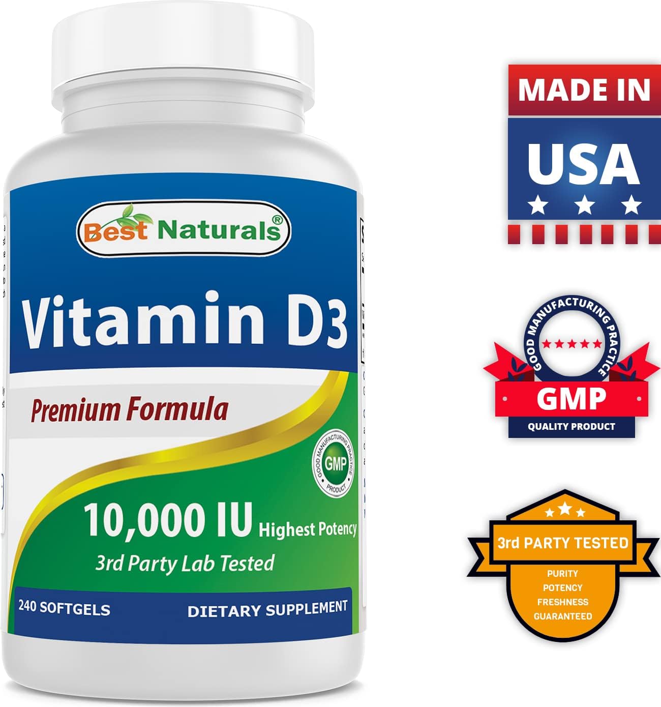 High Potency Vitamin B12 6000 mcg & D3 10000 IU Supplement - Best Naturals
