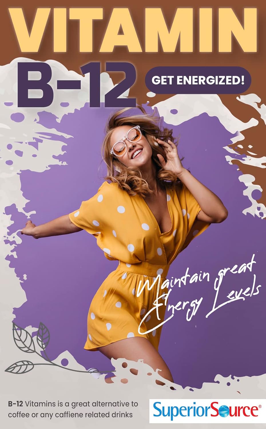 High Potency Vitamin B12 Methylcobalamin 5000 mcg Tablets for Energy & Nervous System, 60ct, Non-GMO, Quick Dissolve