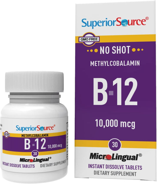 High Potency Vitamin B12 Methylcobalamin Tablets for Energy & Nervous System Support - 30 Count