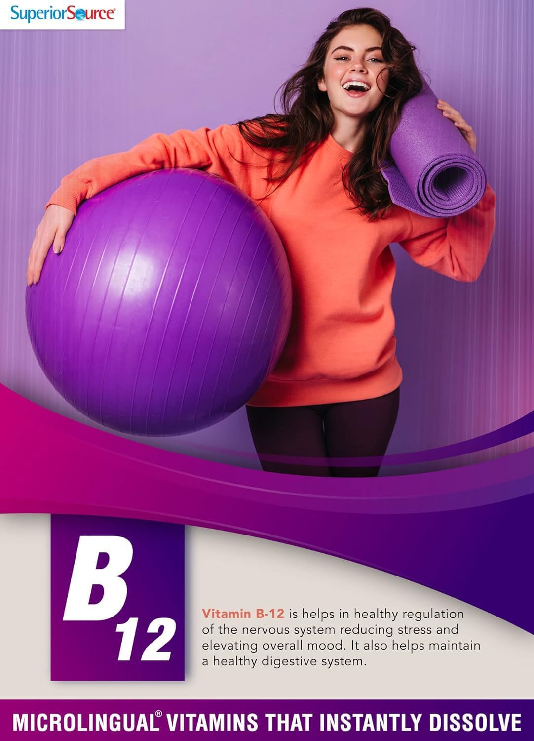 High Potency Vitamin B12 Methylcobalamin Tablets for Energy & Nervous System Support - 30 Count