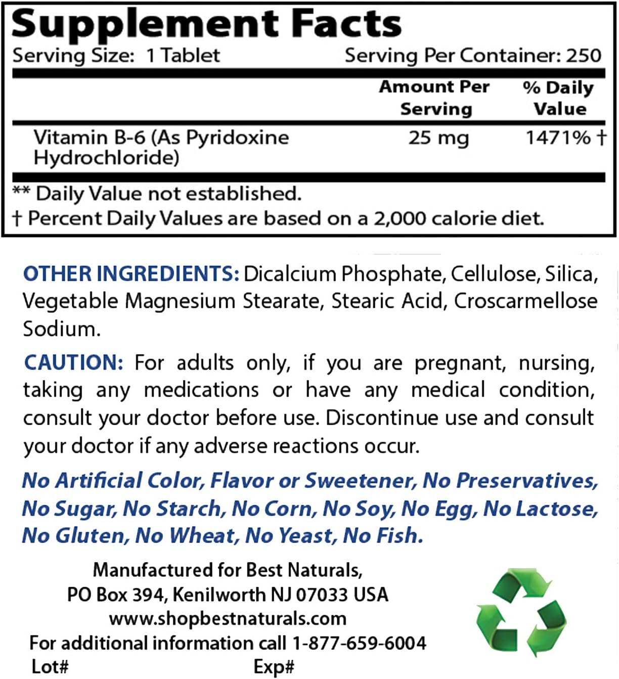 High Potency Vitamin B2 (Riboflavin) 400mg & B-6 25mg Supplement for Energy and Metabolism Support