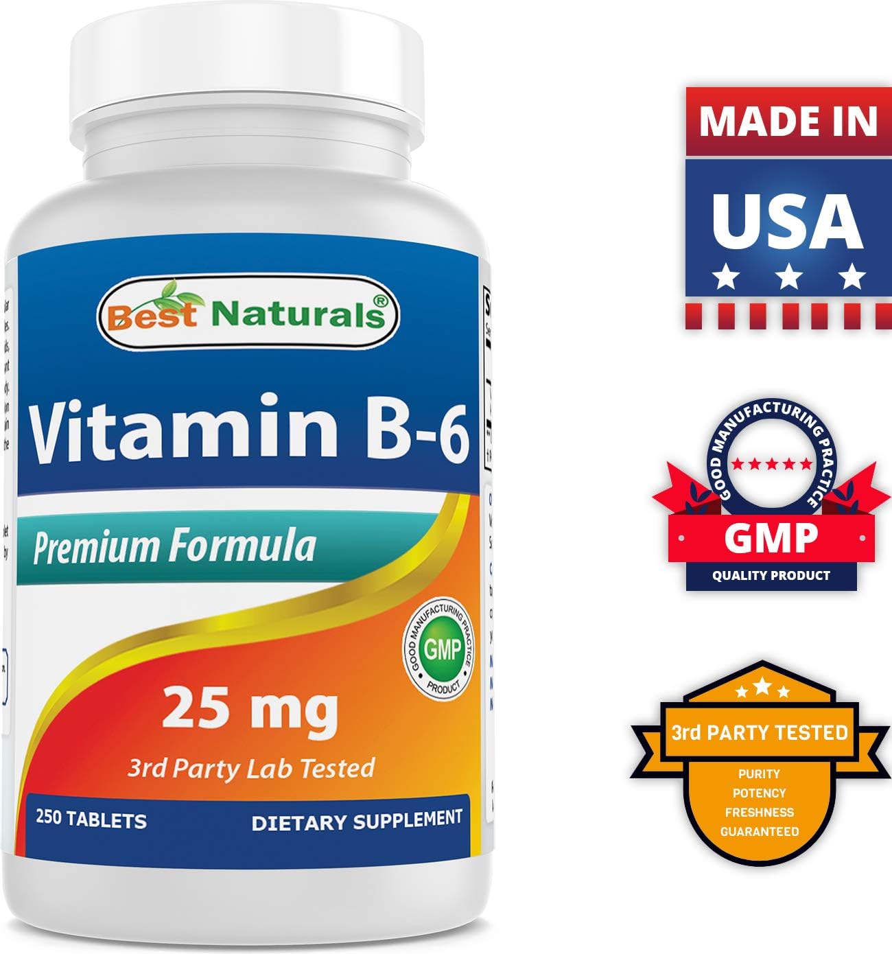 High Potency Vitamin B2 (Riboflavin) 400mg & B-6 25mg Supplement for Energy and Metabolism Support