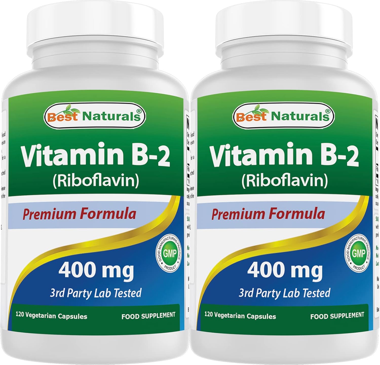 High Potency Vitamin B2 (Riboflavin) 400mg Capsules for Migraine Relief - Coenzyme Support - 240 Count