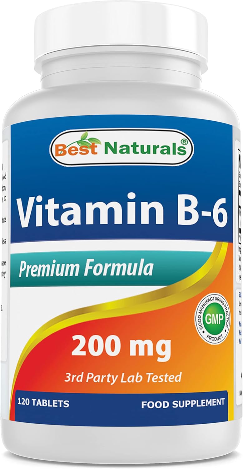 High Potency Vitamin B6 200mg Tablets for Adults - 120 Count Pack