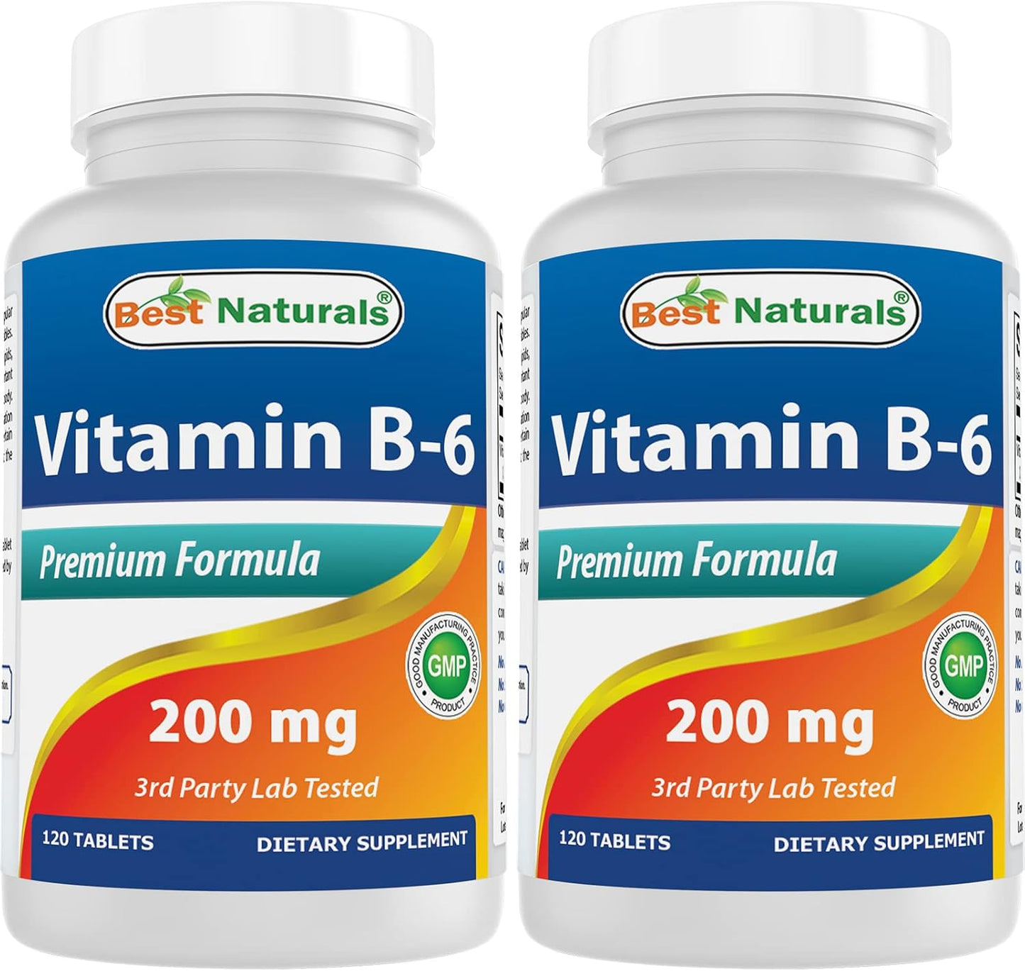 High Potency Vitamin B6 200mg Tablets for Adults - 240 Count (2 Pack) - Best Naturals Supplement