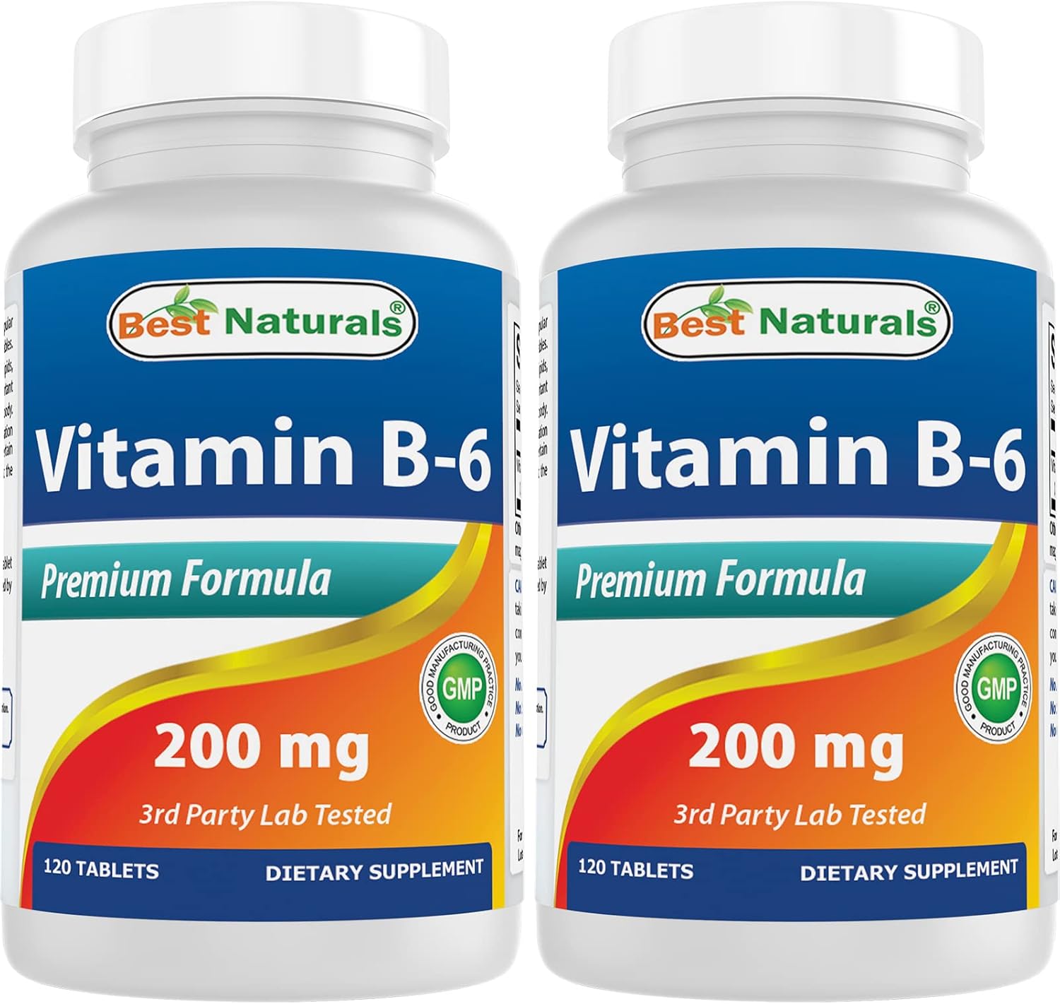 High Potency Vitamin B6 200mg Tablets for Adults - 240 Count (2 Pack) - Best Naturals Supplement