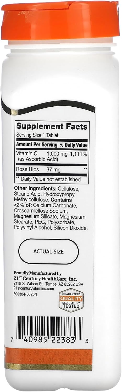 High Potency Vitamin C 1000 with Rose HIPS Caplets - 110 Count