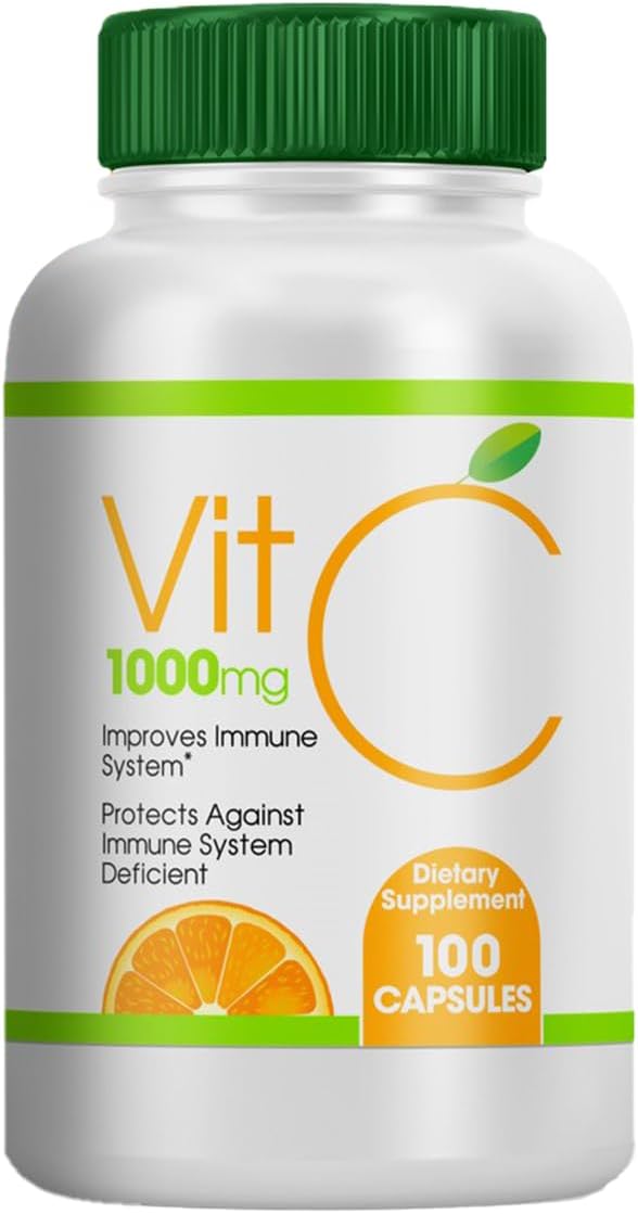 High Potency Vitamin C Supplement - 1000mg, 100 Capsules for Immune Support