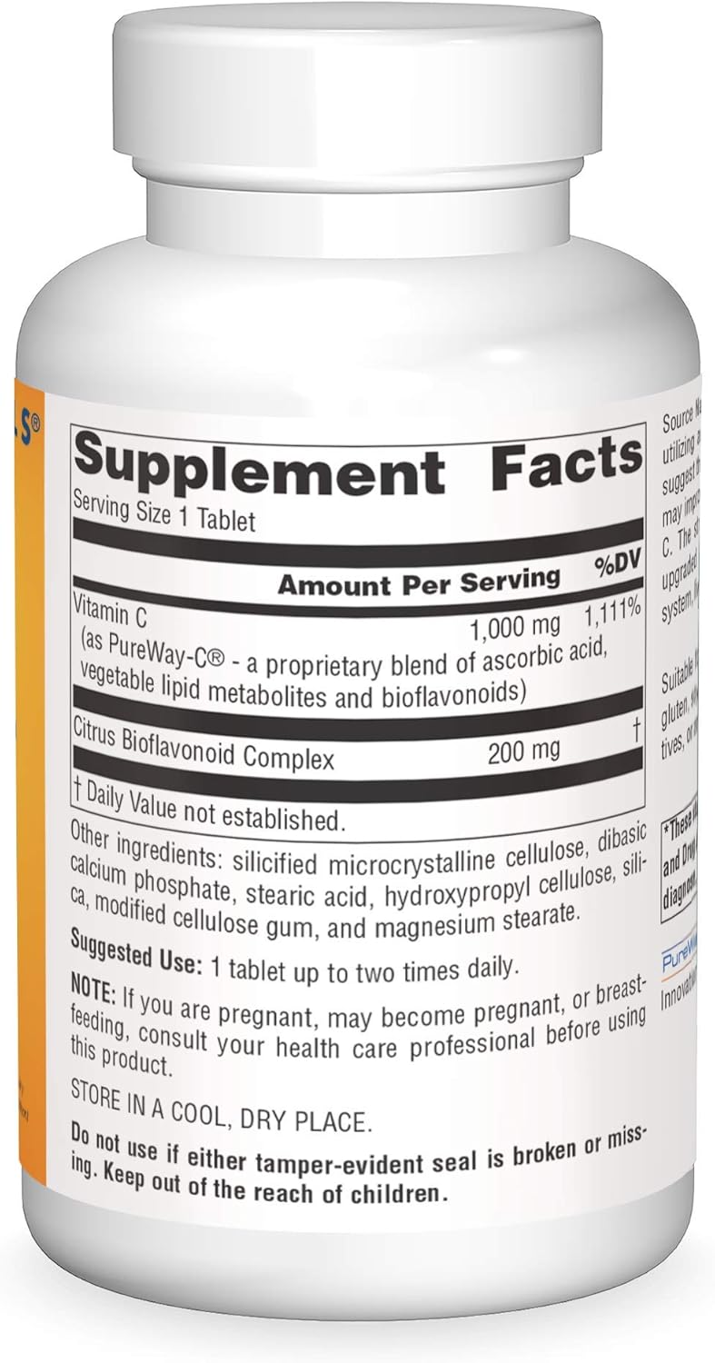 High Potency Vitamin C Supplement - Source Naturals Metabolic C, 1000mg - 200 Tablets