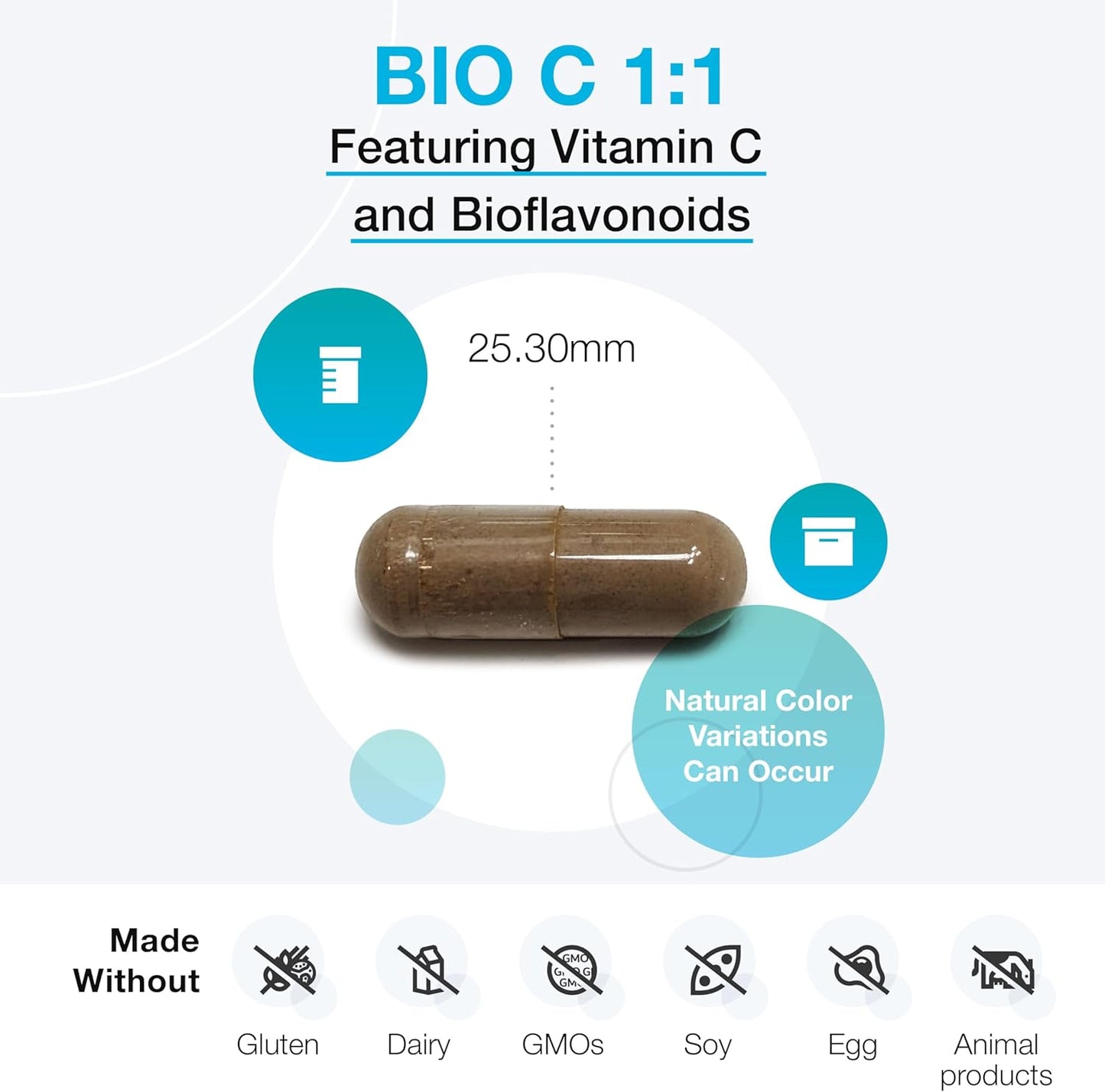 High Potency Vitamin C Supplement with Citrus Bioflavonoids for Antioxidant & Immune Support - 90 Capsules by XYMOGEN Bio C 1:1