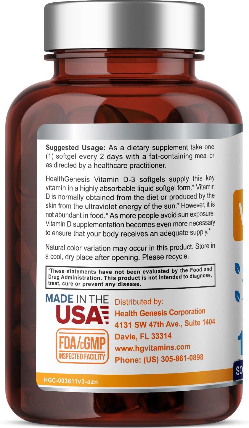 High-Potency Vitamin D-3 10000 IU Softgels with Extra Virgin Olive Oil - Non-GMO, Soy-Free Formula for Strong Bones & Immune Health - 120 Count