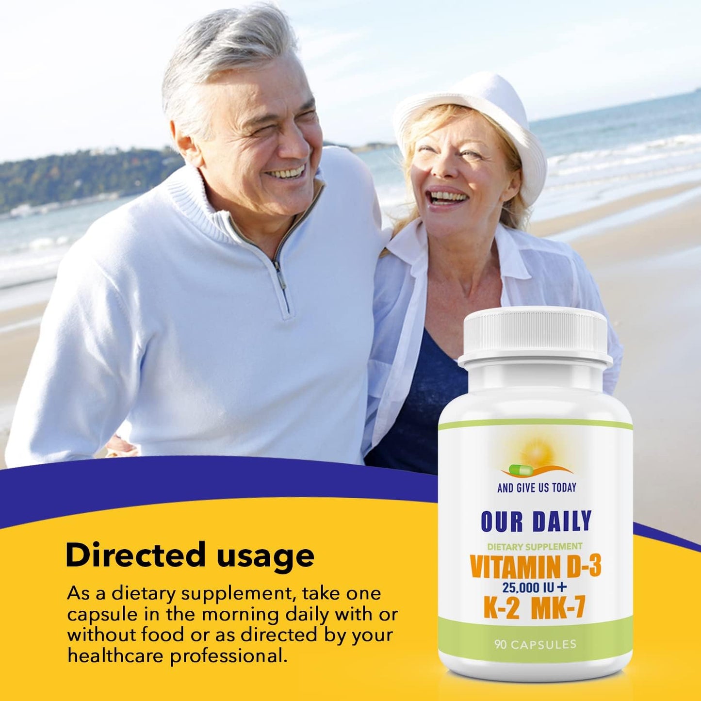 High Potency Vitamin D-3 25,000 IU + K2 Supplement for Bone, Immune, Mood, Cardiovascular Support