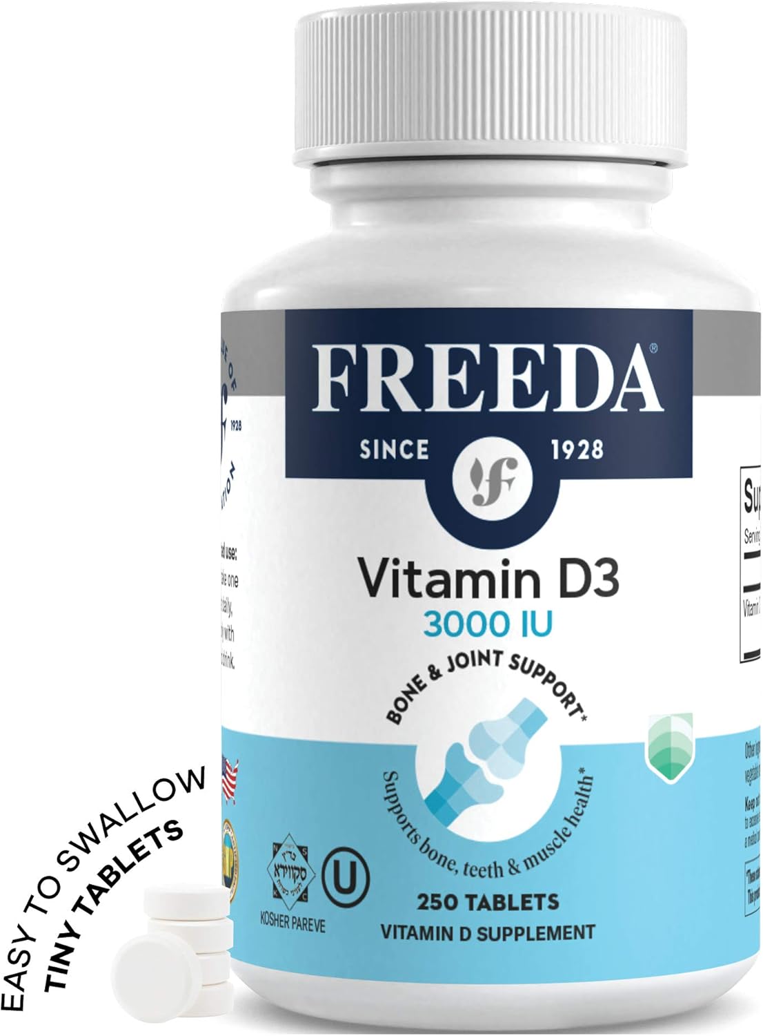 High Potency Vitamin D3-3000 IU Tablets for Bone & Muscle Health, Immune Support - 250 Count - Kosher Supplement for Men and Women