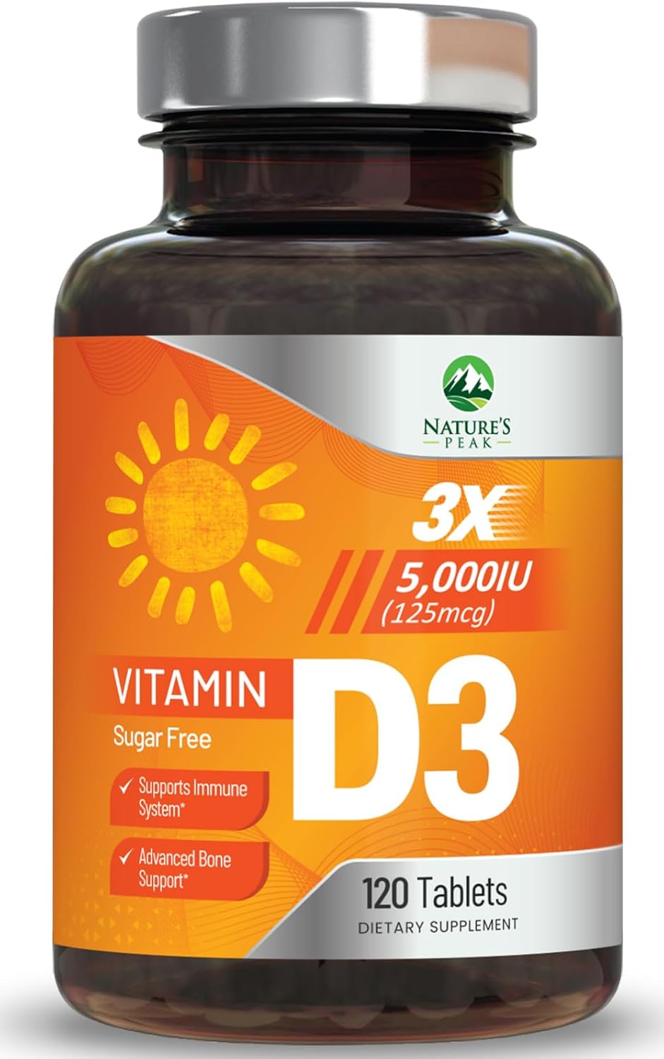 High Potency Vitamin D3 5000 IU Chewables for Bone, Teeth, Muscle & Immune Support - 120 Tablets