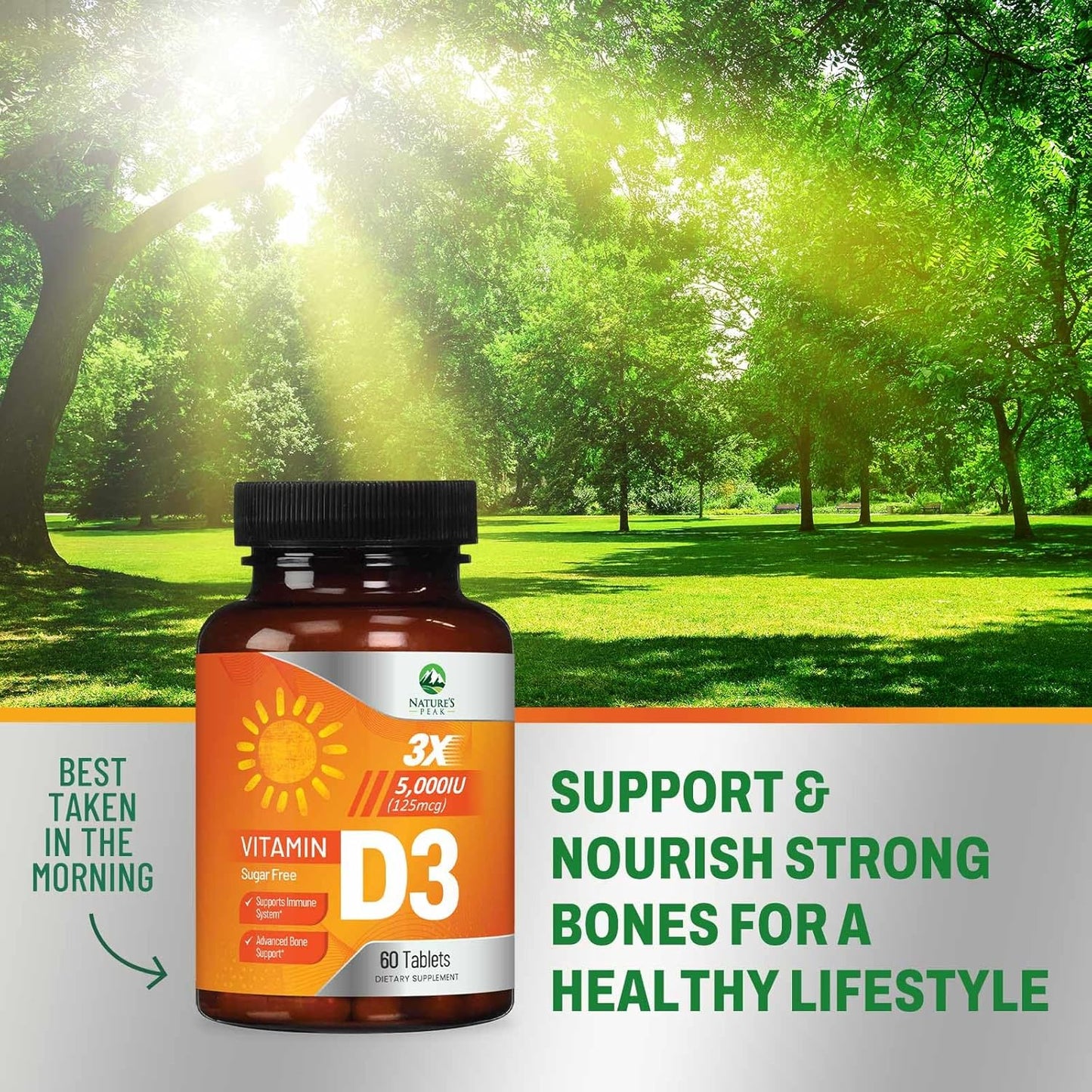 High Potency Vitamin D3 5000 IU Chewables for Bone, Teeth, Muscle & Immune Support - 120 Tablets