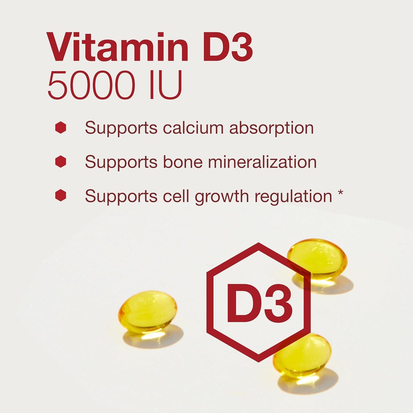 High Potency Vitamin D3 5000 IU Softgels for Bone Health, Immune System, and Cognitive Function - 120 Count