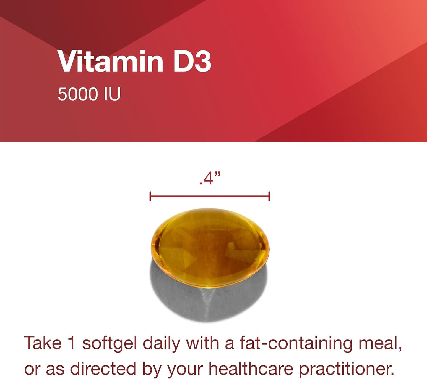 High Potency Vitamin D3 5000 IU Softgels for Bone Health, Immune System, and Cognitive Function - 120 Count