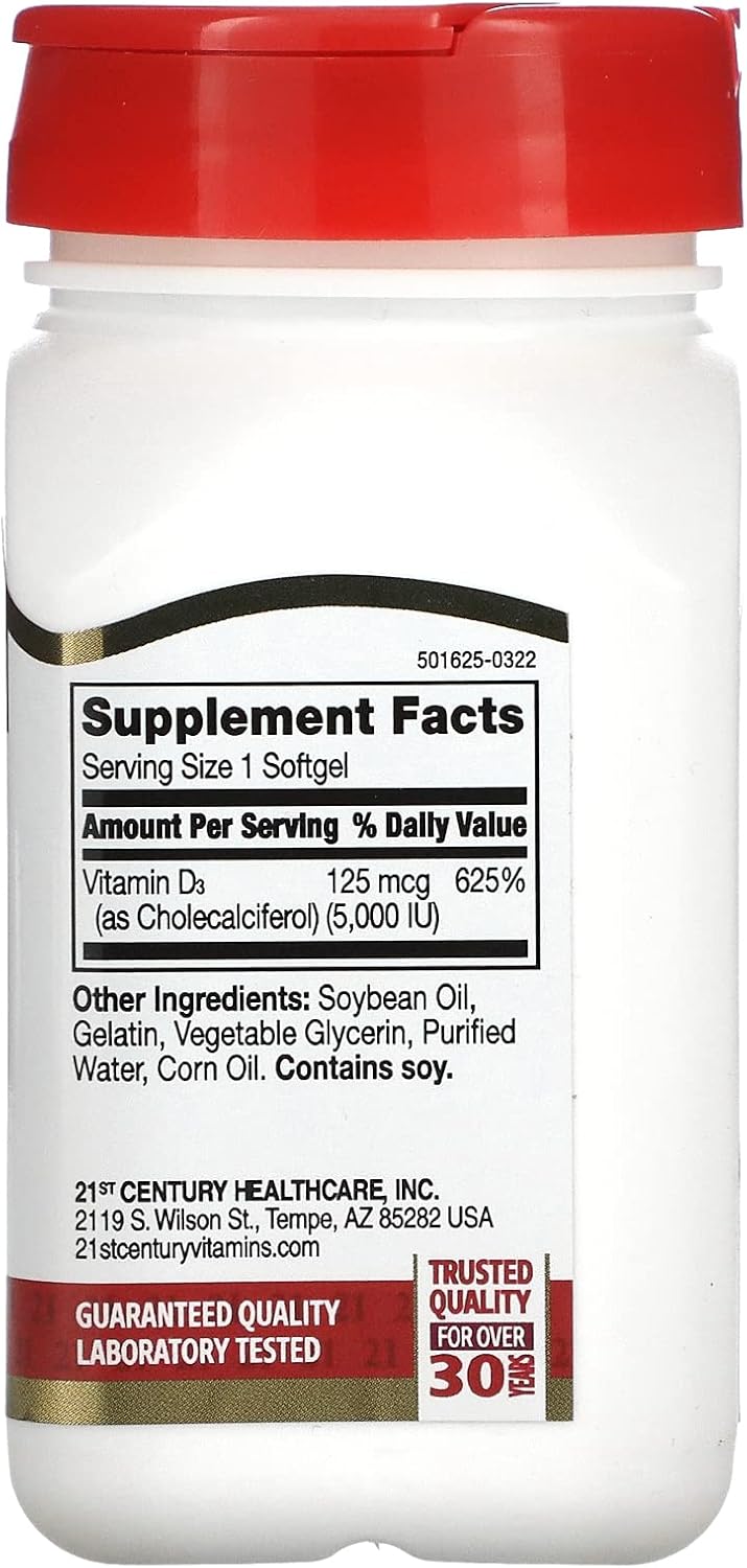 High Potency Vitamin D3 5000 IU Tablets, 110 Count - Essential for Bone Health & Immune Support