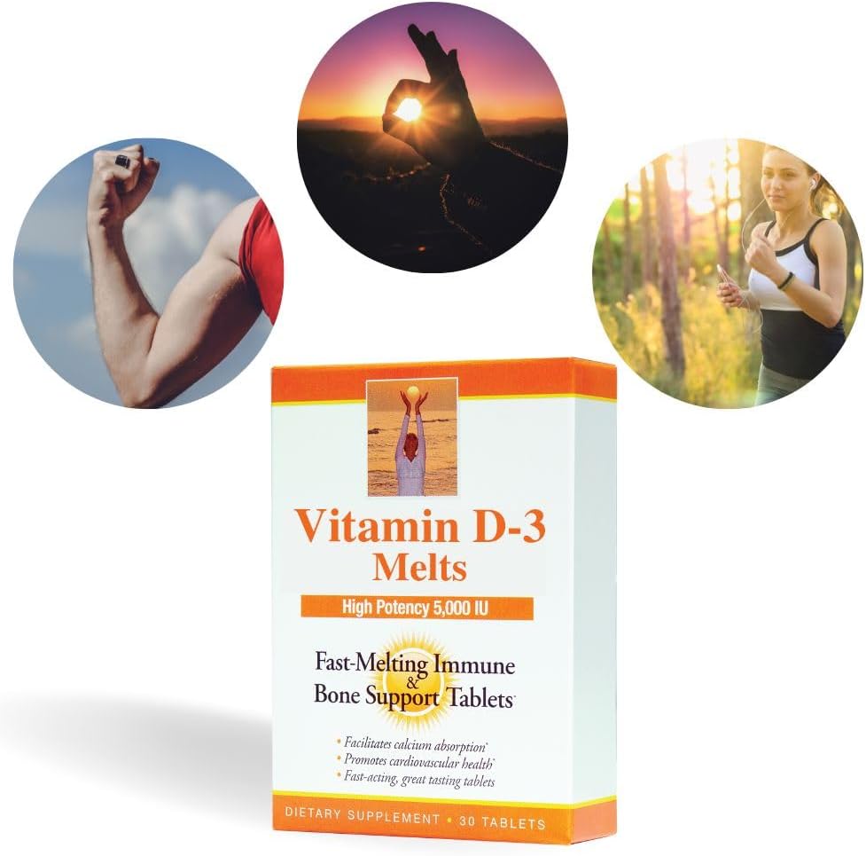High Potency Vitamin D3 Fast-Melting Tablets for Bone Health and Immune Support - 5000 IU (125 mcg) - 30 Tablets - Made in USA by Dr. Newton's Naturals - BoostGo Australia