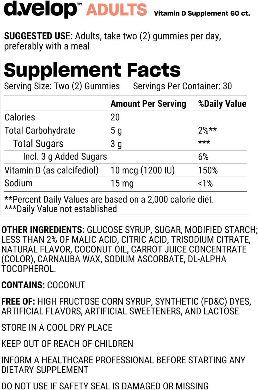 High Potency Vitamin D3 Gummies for Adults - 1200 IU, 10 mcg - Immune, Bone, & Heart Health Support - 3X Faster Absorption - Wild Berry Flavor - 60 Count