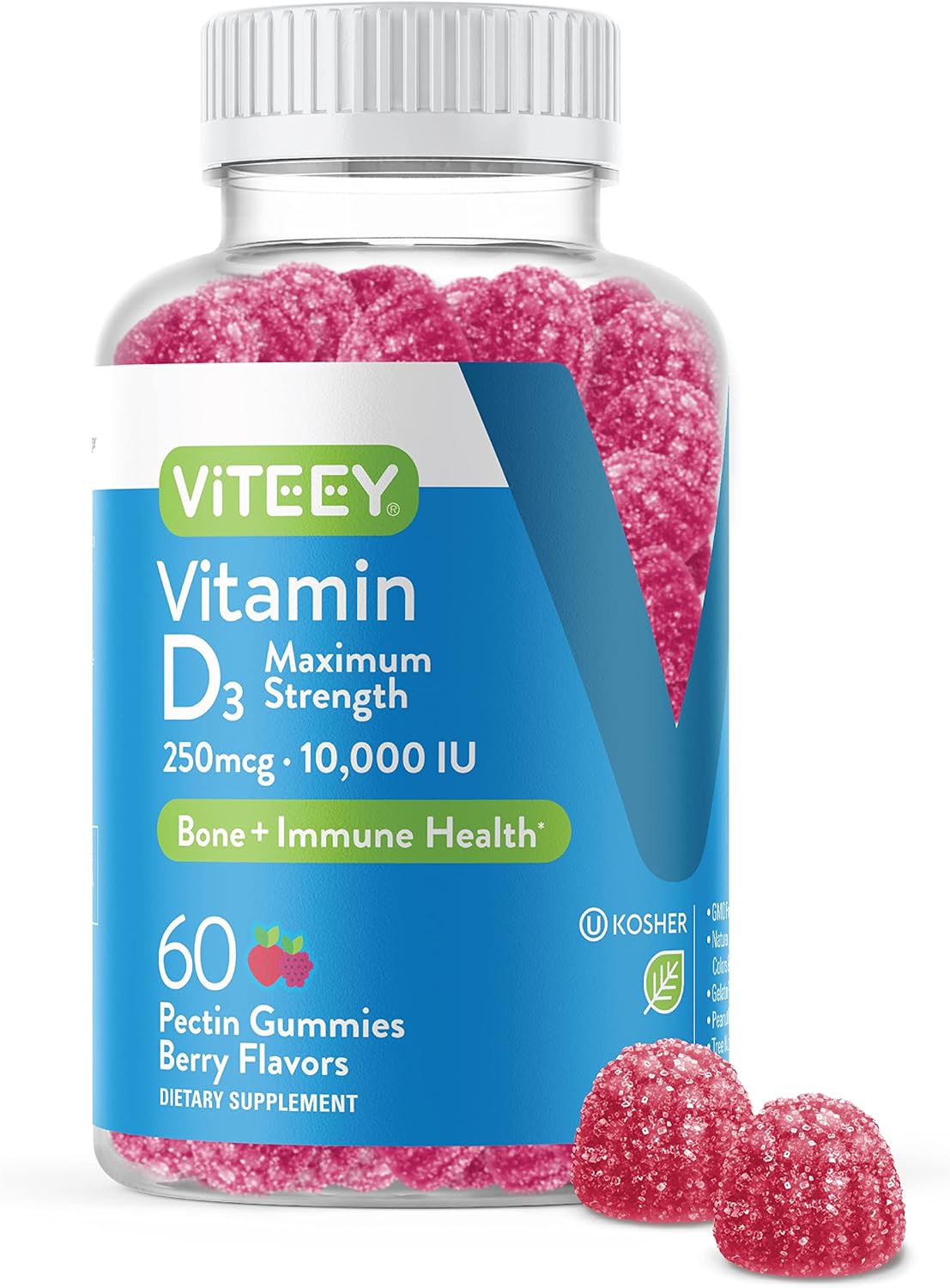 High Potency Vitamin D3 Gummies for Adults & Teens - 10,000 IU, Joint & Muscle Health, Immune Support - Vegetarian Berry Flavored Gummy - BoostGo Australia