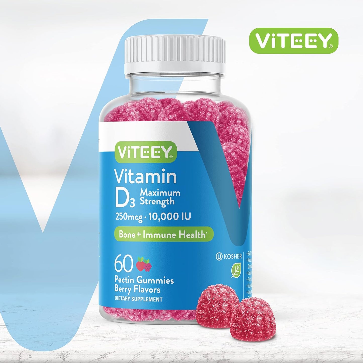 High Potency Vitamin D3 Gummies for Adults & Teens - 10,000 IU, Joint & Muscle Health, Immune Support - Vegetarian Berry Flavored Gummy - BoostGo Australia