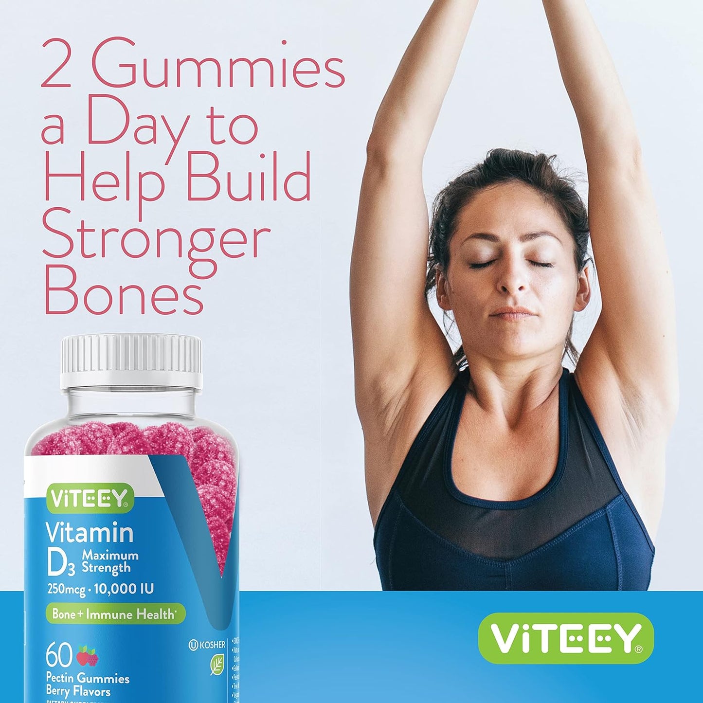 High Potency Vitamin D3 Gummies for Adults & Teens - 10,000 IU, Joint & Muscle Health, Immune Support - Vegetarian Berry Flavored Gummy - BoostGo Australia