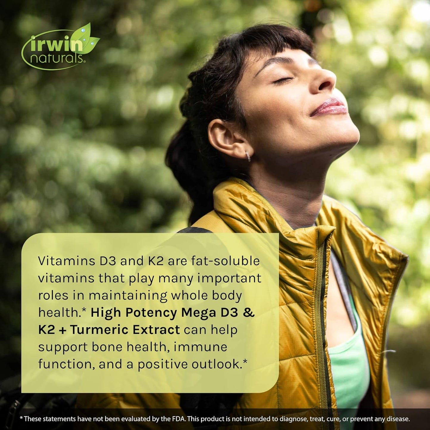 High Potency Vitamin D3 + K2 Complex with Turmeric Extract - 60 Liquid Softgels with Pill Case - Bone Health Supplement with Magnesium - Irwin Naturals