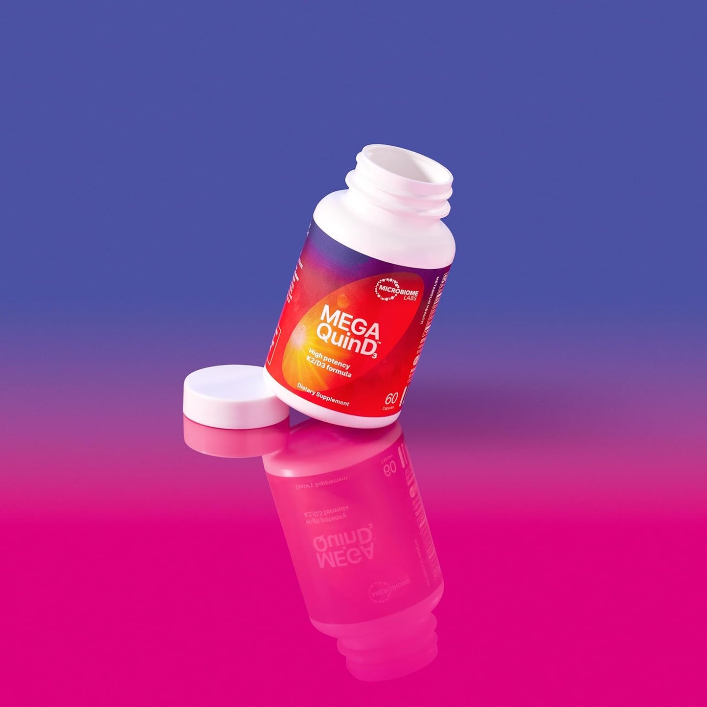 High Potency Vitamin D3 K2 Supplement - Microbiome Labs MegaQuin D3 with Bioactive MK-7 - 5000 iu - Bone, Heart, Nerve & Immune Health Support - 60 Capsules