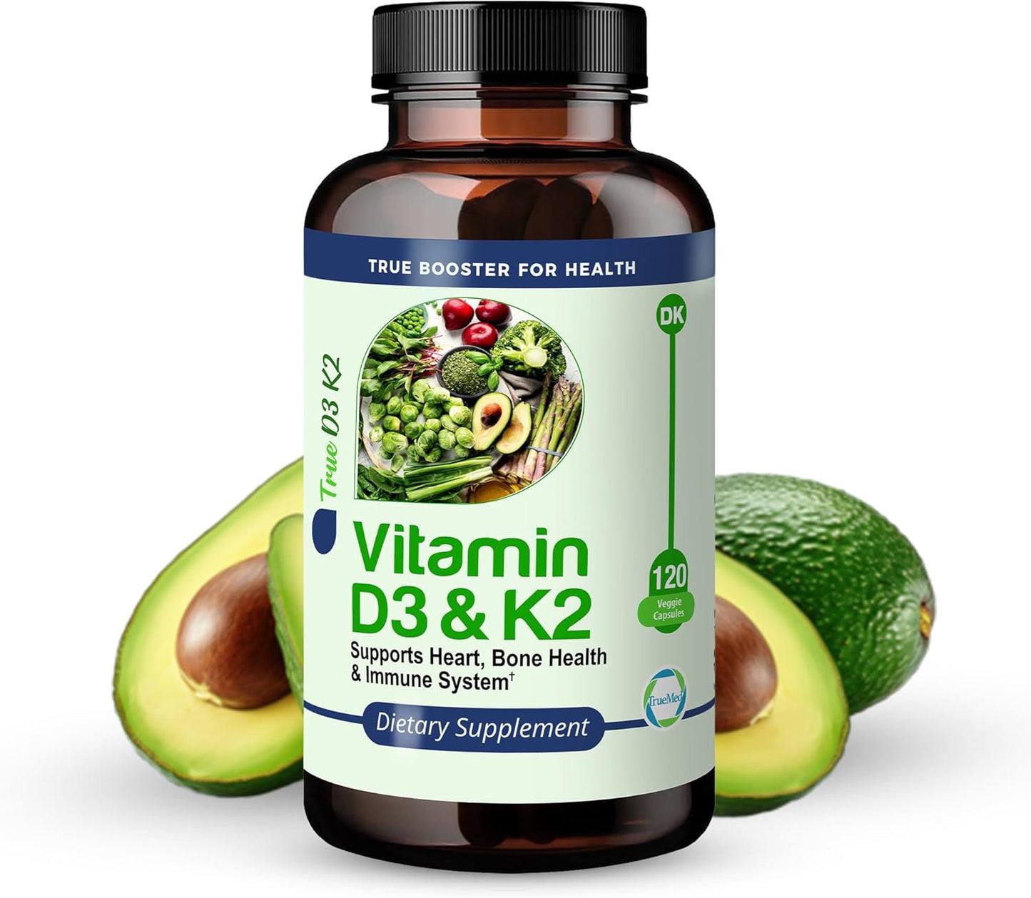 High Potency Vitamin D3 & K2 Supplement for Heart, Bone, and Immune Health - 15,000 IU D3, 90mcg K2 MK7 - 120 Veg Caps - USA Made, GMP Certified