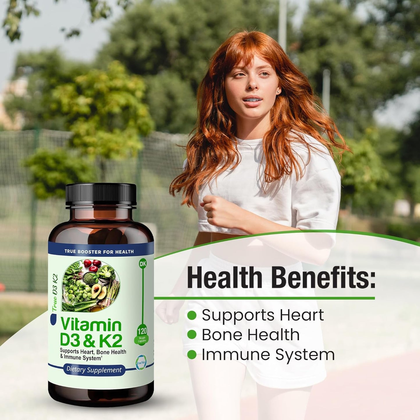 High Potency Vitamin D3 & K2 Supplement for Heart, Bone, and Immune Health - 15,000 IU D3, 90mcg K2 MK7 - 120 Veg Caps - USA Made, GMP Certified