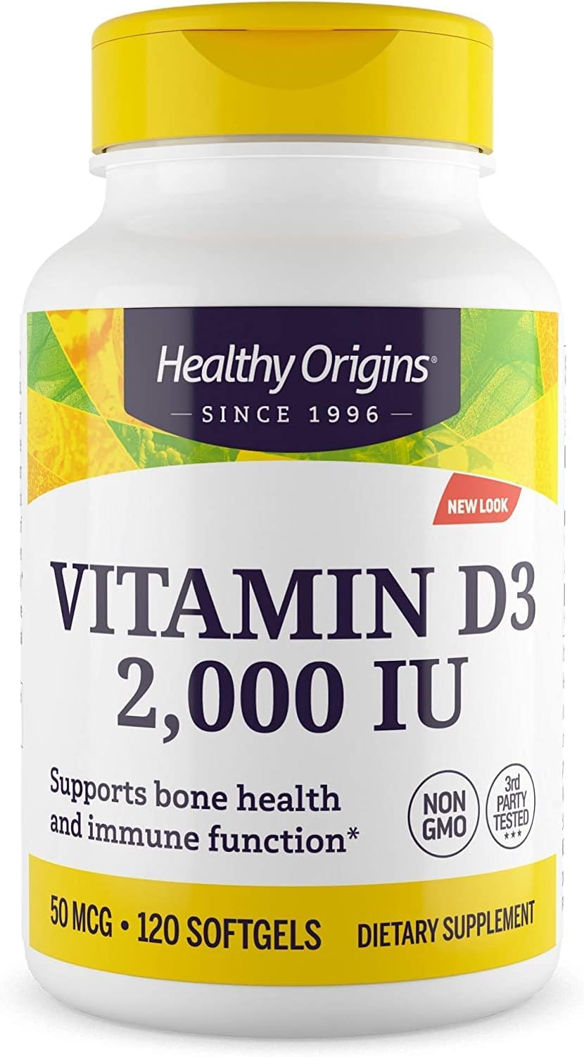 High Potency Vitamin D3 (Lanolin) 2,000 IU Softgels for Bone Health & Immune Support - Gluten-Free & Easily Absorbable D3 Supplement - 120 Count